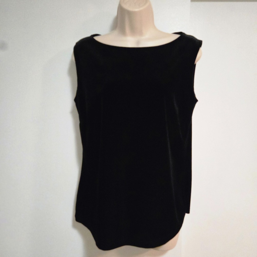Private Edition Chico's Size 1 (M) Black Velvet Sleeveless Tank Top High Neck